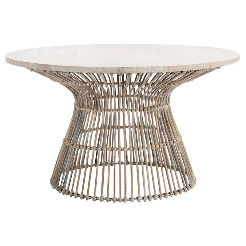 SAFAVIEH Aveline Modern Rattan Round Coffee Table - 31.5 W x 31.5 L x 17.7 H - 32Wx32Dx18H