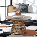 SAFAVIEH Aveline Modern Rattan Round Coffee Table - 31.5 W x 31.5 L x 17.7 H - 32Wx32Dx18H