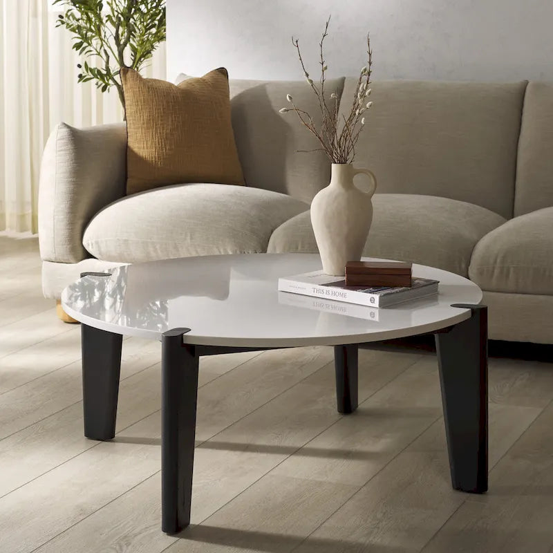 SAFAVIEH Couture Sarma Marble Top Round Coffee Table - 40 In. W x 40 In. D x 16 In. H - 40W x 40D x 16H