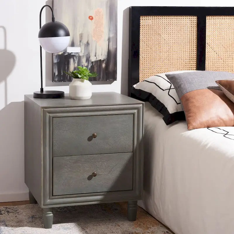 SAFAVIEH Dila 2-Drawer Storage Nightstand Table - 22 x 22 x 26 - 22Wx22Dx26H