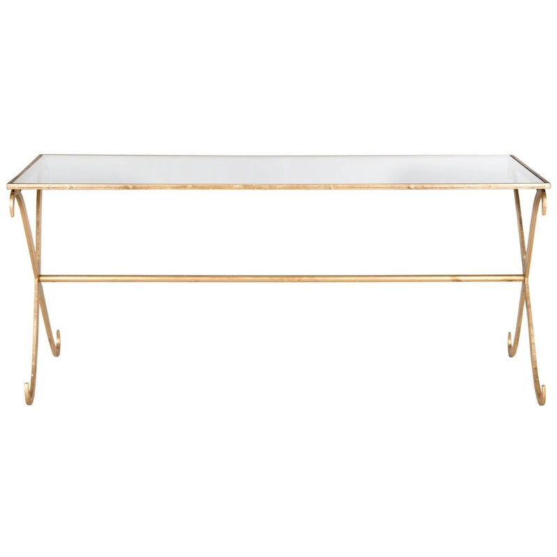 SAFAVIEH Olka Gold/ Tempered Glass Top Coffee Table - 43 x 20 x 18.3 - 43Wx20Dx18H
