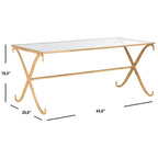 SAFAVIEH Olka Gold/ Tempered Glass Top Coffee Table - 43 x 20 x 18.3 - 43Wx20Dx18H