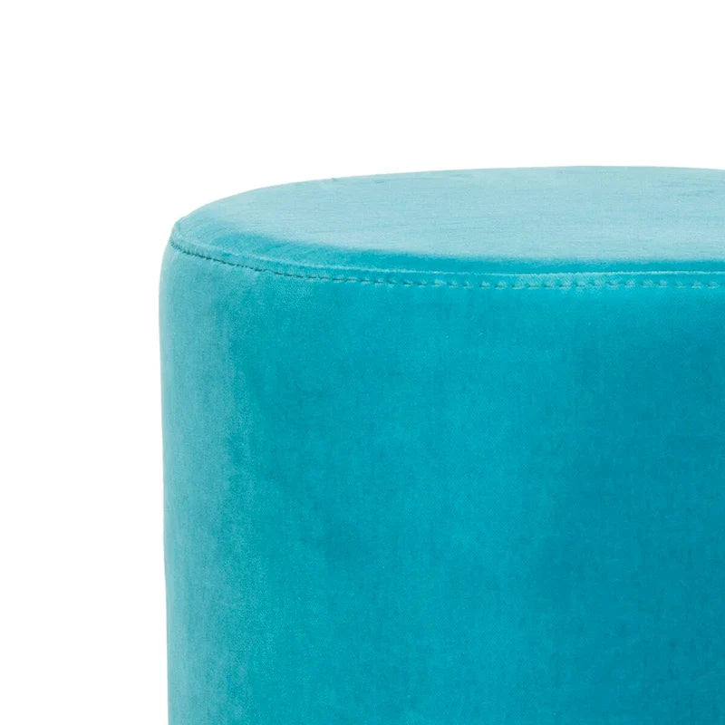 SAFAVIEH Couture Fanka Velvet Ottoman with Brass Base- Navy / Brass
