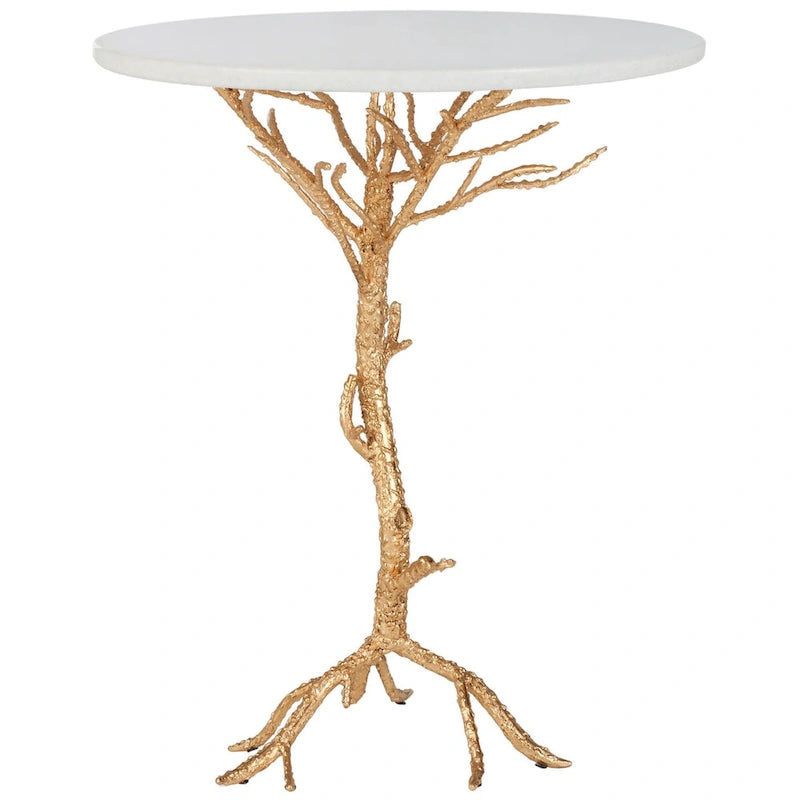 SAFAVIEH Ailene Hidden Treasures White Granite Brass Accent Table - 20 x 20 x 24.6 - 20Wx20Dx25H