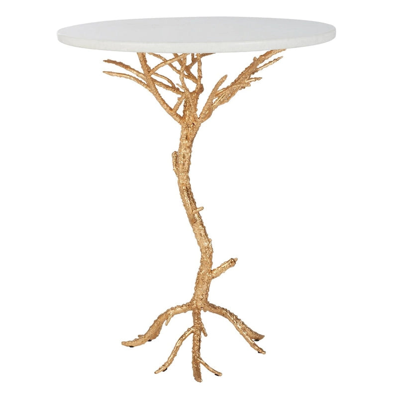 SAFAVIEH Ailene Hidden Treasures White Granite Brass Accent Table - 20 x 20 x 24.6 - 20Wx20Dx25H