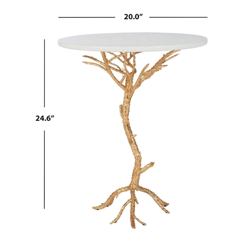 SAFAVIEH Ailene Hidden Treasures White Granite Brass Accent Table - 20 x 20 x 24.6 - 20Wx20Dx25H