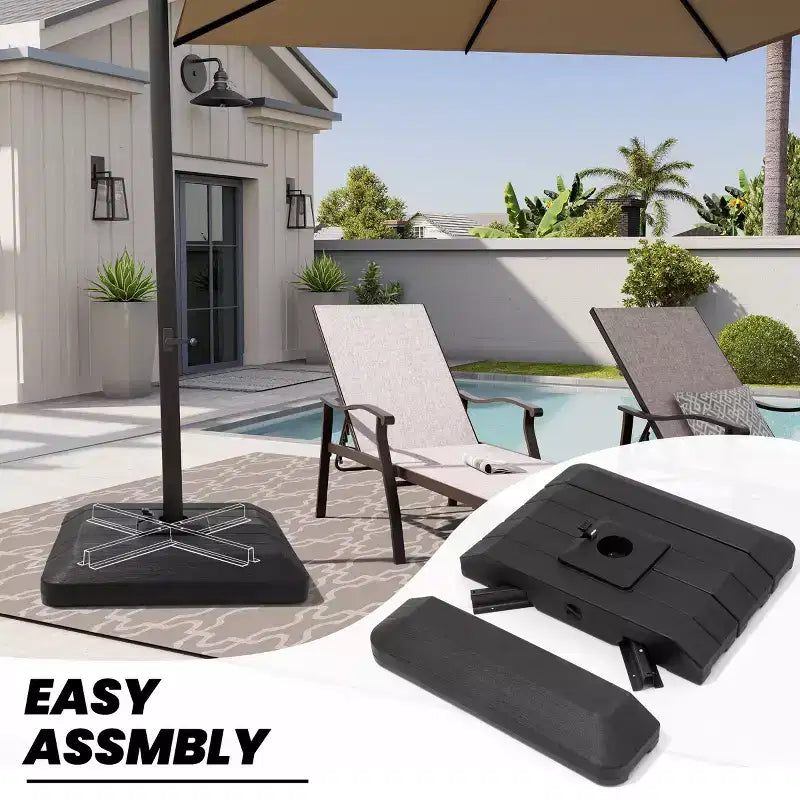 Crestlive Products 10 Feet Square 2-Tier Top Patio Cantilever Offset Umbrella 360 Shade With Weighted Base