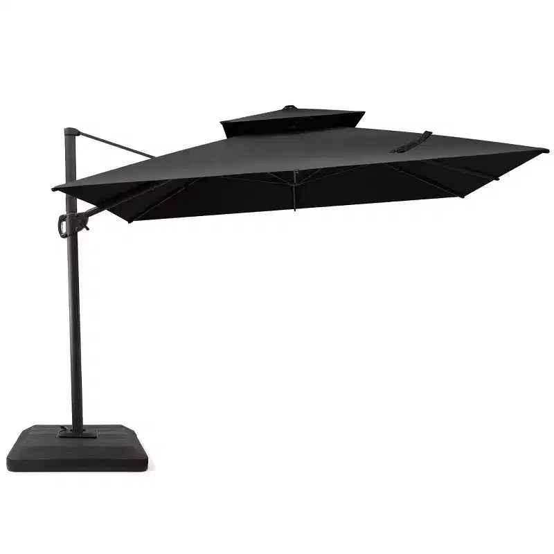 Crestlive Products 10 Feet Square 2-Tier Top Patio Cantilever Offset Umbrella 360 Shade With Weighted Base