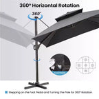Crestlive Products 10 Feet Square 2-Tier Top Patio Cantilever Offset Umbrella 360 Shade With Weighted Base