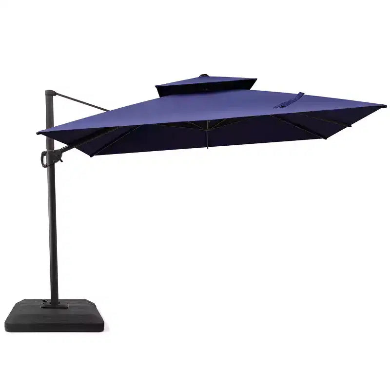 Crestlive Products 10 Feet Square 2-Tier Top Patio Cantilever Offset Umbrella 360 Shade With Weighted Base