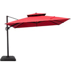 Crestlive Products 10 Feet Square 2-Tier Top Patio Cantilever Offset Umbrella 360 Shade With Weighted Base