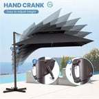 Crestlive Products 10 Feet Square 2-Tier Top Patio Cantilever Offset Umbrella 360 Shade With Weighted Base