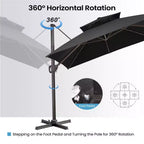 Crestlive Products 10 Feet Square 2-Tier Top Patio Cantilever Offset Umbrella 360 Shade With Weighted Base