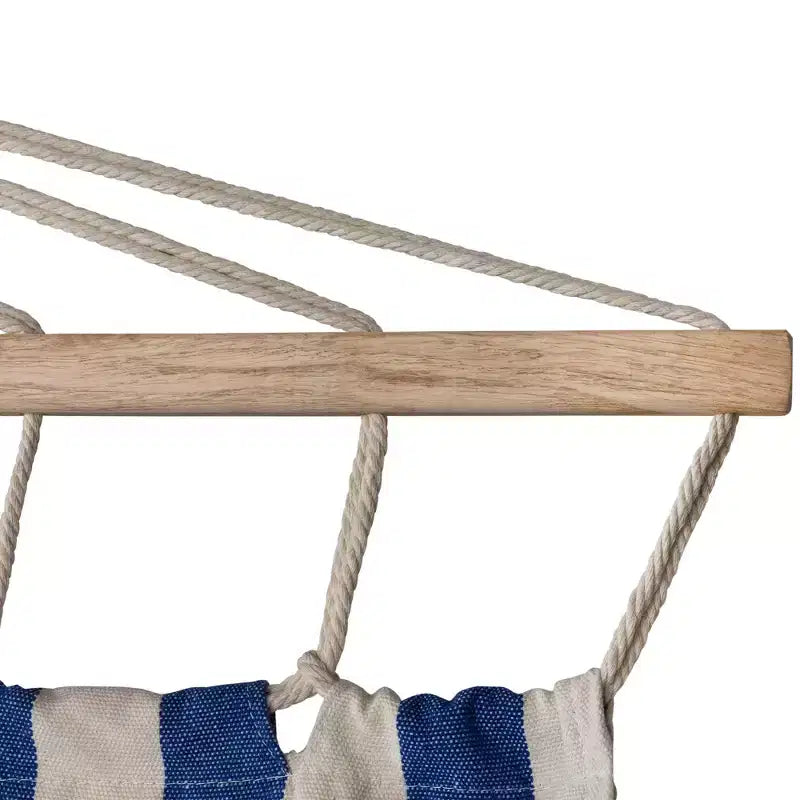 Northlight Striped Macrame Quilted Two Person Double Hammock - 9' x 56 - Blue and Cream