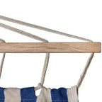 Northlight Striped Macrame Quilted Two Person Double Hammock - 9' x 56 - Blue and Cream