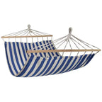 Northlight Striped Macrame Quilted Two Person Double Hammock - 9' x 56 - Blue and Cream