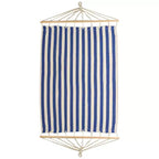 Northlight Striped Macrame Quilted Two Person Double Hammock - 9' x 56 - Blue and Cream