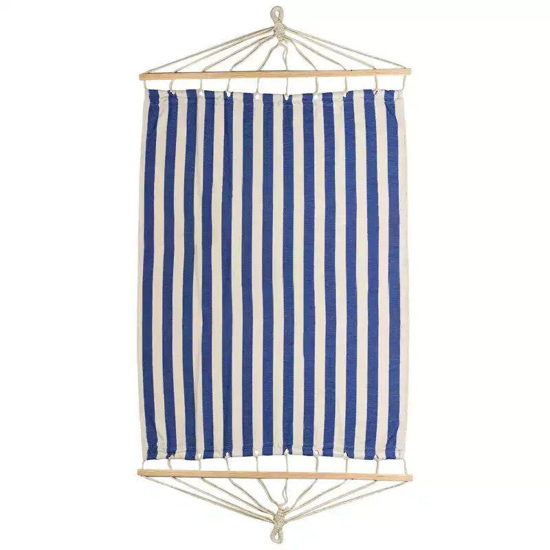 Northlight Striped Macrame Quilted Two Person Double Hammock - 9' x 56 - Blue and Cream