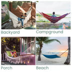 Northlight Striped Macrame Quilted Two Person Double Hammock - 9' x 56 - Blue and Cream