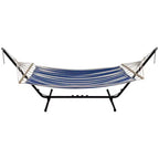 Northlight Striped Macrame Quilted Two Person Double Hammock - 9' x 56 - Blue and Cream