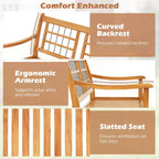 Costway Outdoor Acacia Wood Bench 2-Person Patio Bench with Slatted Seat & Backrest