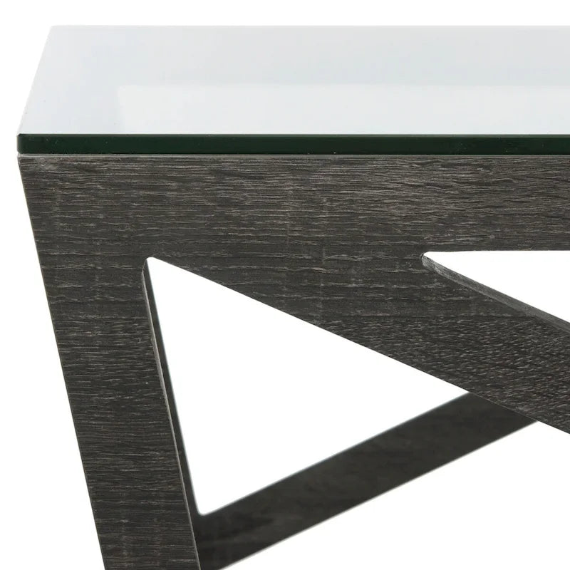 SAFAVIEH Annmarie Mid-Century Glass Top Coffee Table - 33.5 x 33.5 x 14.5 - 34Wx34Dx15H