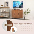 Costway Buffet Cabinet with 3 Doors & Pull-out Drawer Adjustable Shelves Anti-Tipping Kits