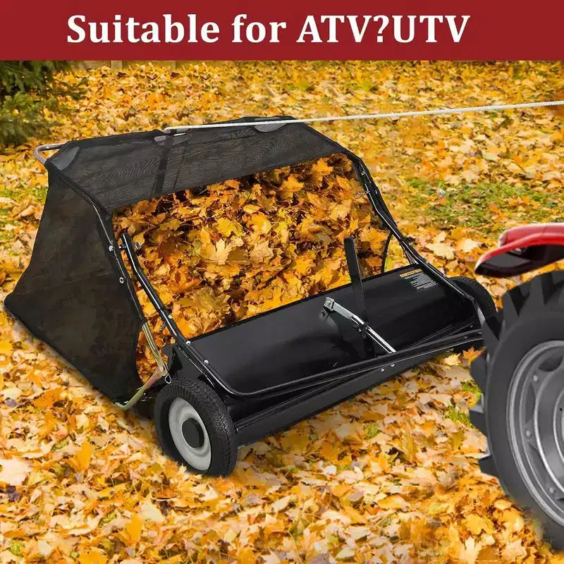 48 Inch Tow Behind Lawn Sweeper,Large Capacity Heavy Duty Leaf with Adjustable Sweeping Height