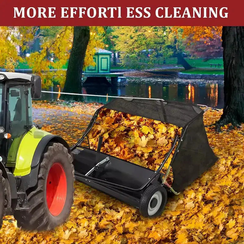 48 Inch Tow Behind Lawn Sweeper,Large Capacity Heavy Duty Leaf with Adjustable Sweeping Height