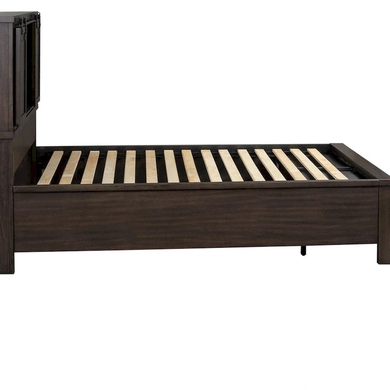 Thornwood Hills Rock Beaten Gray with Saw Cuts Queen Bookcase Bed