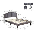 Javlergo Upholstered Platform Bed Frame with Nailhead Trimmed Adjustable Height Headboard, No Box Spring Needed