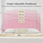Javlergo Upholstered Platform Bed Frame with Nailhead Trimmed Adjustable Height Headboard, No Box Spring Needed