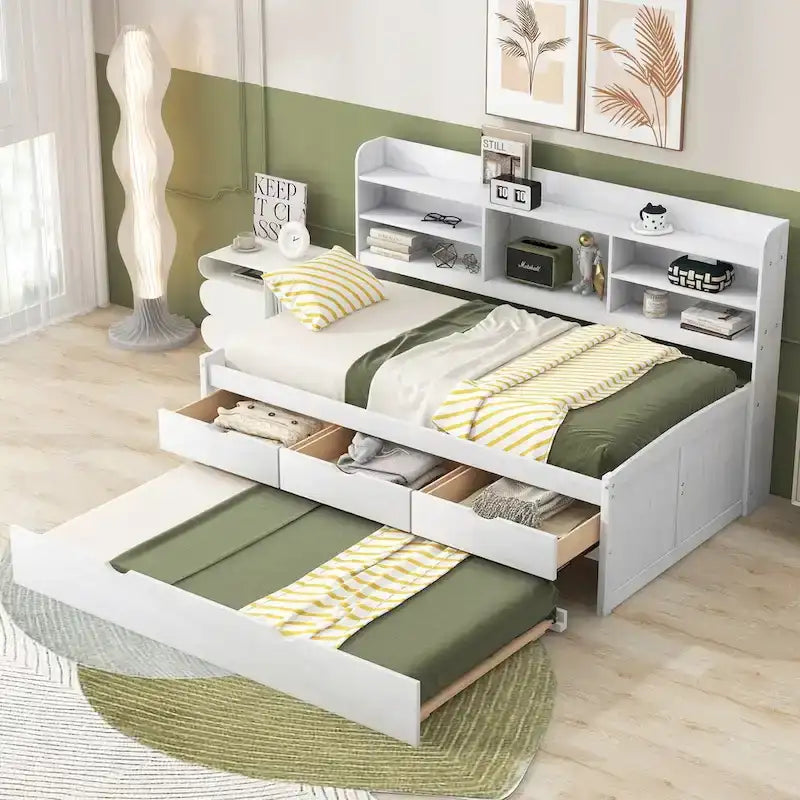 Twin Size Wooden Captain Bed