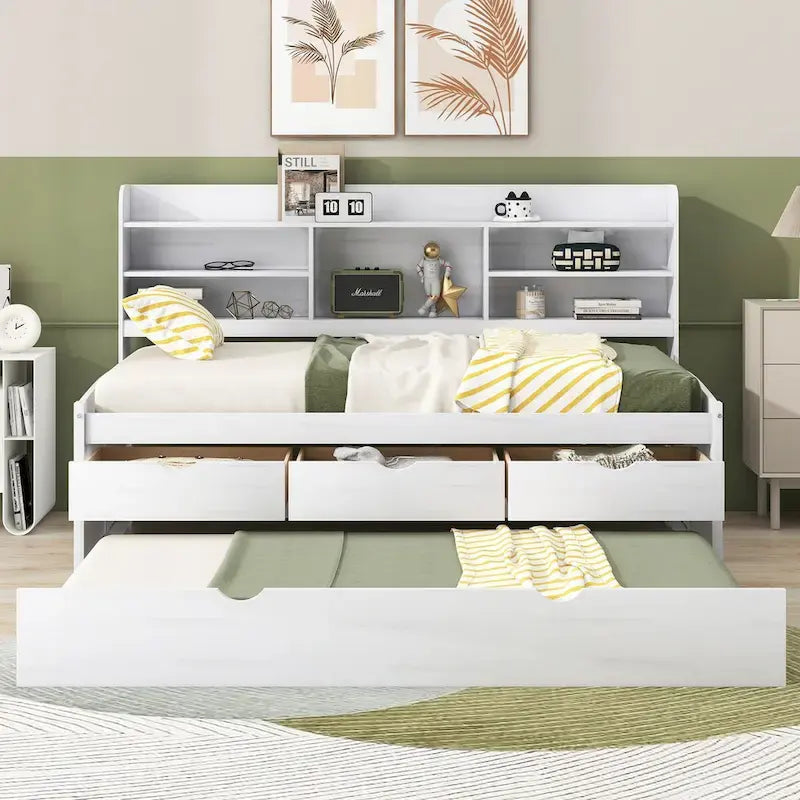 Twin Size Wooden Captain Bed