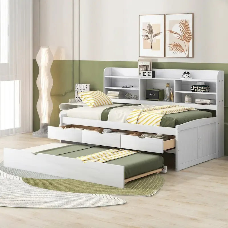 Twin Size Wooden Captain Bed