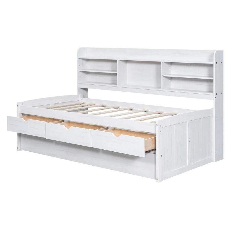 Twin Size Wooden Captain Bed