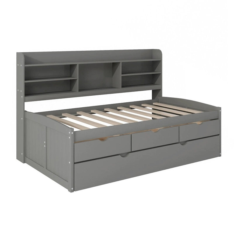 Twin Size Wooden Captain Bed