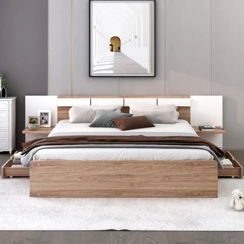 Queen Size Platform Bed with Headboard