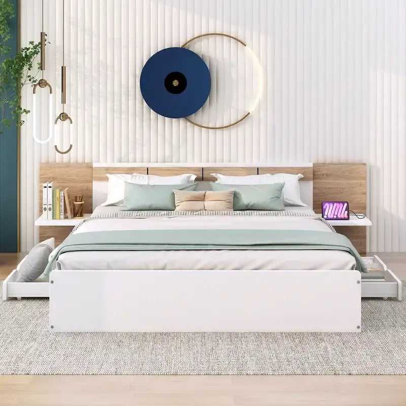 Queen Size Platform Bed with Headboard