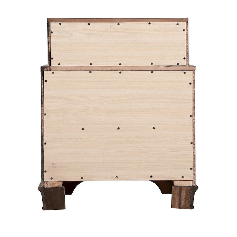 Traditional Three-Drawer 2-Tier Nightstand with Metal Pull
