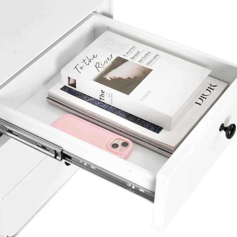 Modern Steel Nightstand Storage Cabinet with 3 Drawers for Living Room,Bedroom