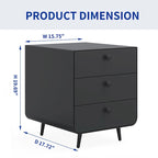 Modern Steel Nightstand Storage Cabinet with 3 Drawers for Living Room,Bedroom