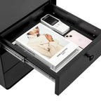 Modern Steel Nightstand Storage Cabinet with 3 Drawers for Living Room,Bedroom