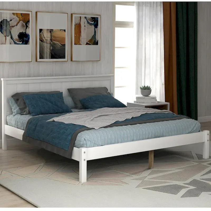 Platform Bed Frame with Headboard, Wood Slat Support, No Box Spring Needed