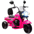 Qaba Electric Motorcycle for Kids, 3 Wheel 6V Battery Powered Motorbike w/ Headlights, Music, Forward & Reverse, Pink