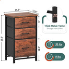 Night Stand Bedside Table with 3 Storage Drawers