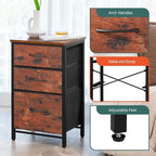 Night Stand Bedside Table with 3 Storage Drawers