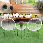 FDW 3 Piece Patio Bistro Set Acapulco Chair Set Stylish and Comfortable Patio Seating with Glass Table Outdoor Furniture Set for Patio Balcony, White