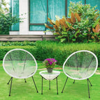 FDW 3 Piece Patio Bistro Set Acapulco Chair Set Stylish and Comfortable Patio Seating with Glass Table Outdoor Furniture Set for Patio Balcony, White