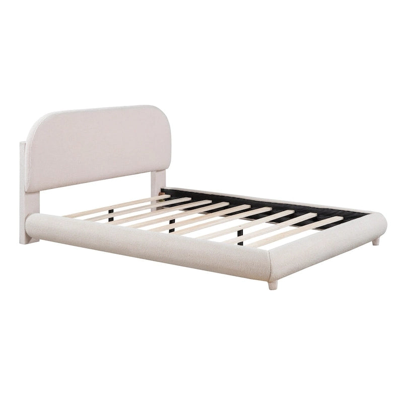 Full Size Upholstered Platform Bed with Thick Fabric
